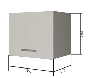 Кухонный навесной шкаф ВГ45Г, Белое гладкое Ламарти/Белый в Комсомольске-на-Амуре