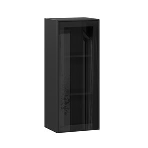 Навесной шкаф высокий со стеклом 400 Индиго ЛД 298.420.000.068, Чёрный/Чёрный в Комсомольске-на-Амуре