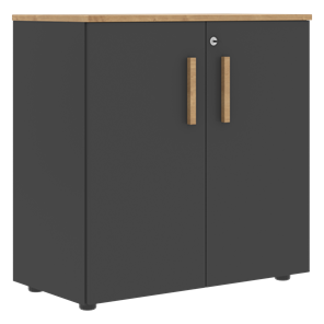 Низкий шкаф с малыми дверцами широкий FORTA Графит-Дуб Гамильтон  FLC 80.1(Z) (798х404х801) в Хабаровске