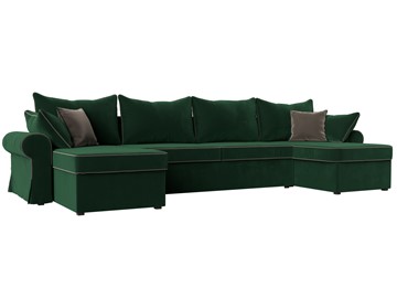 Большой П-образный диван Элис, Зеленый (велюр) в Хабаровске