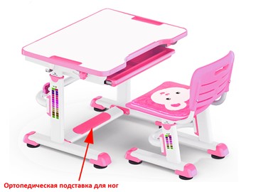 Парта растущая + стул Mealux BD-08 Teddy, pink, розовая в Комсомольске-на-Амуре