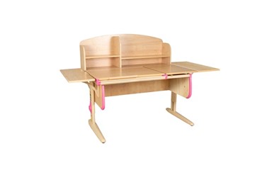 Детский стол-трансформер 1/75-40 (СУТ.25) + Polka_b 1/550 (2 шт.) + Polka_n 1/1200  бежевый/бежевый/розовый в Комсомольске-на-Амуре