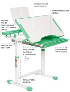 Комплект из растущих парты и стула SET HOLTO-17А, зеленый в Комсомольске-на-Амуре - предосмотр 5