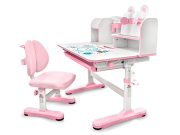 Растущая парта + стул Mealux EVO Panda XL pink BD-29 PN, столешница белая / пластик розовый в Комсомольске-на-Амуре