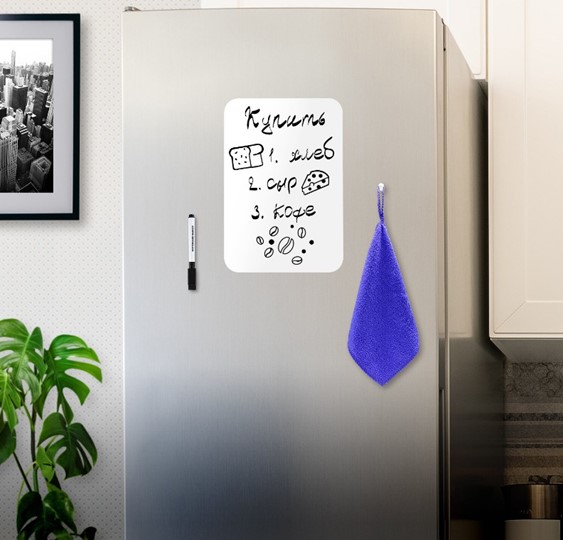 Доска магнитная на холодильник BRAUBERG, 30х21 см с маркером, магнитом и салфеткой в Комсомольске-на-Амуре - изображение 2