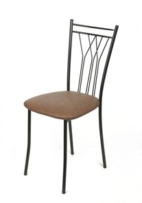 Кухонный стул Премьер СРП-097 Эмаль черная, экотекс коричневый в Комсомольске-на-Амуре